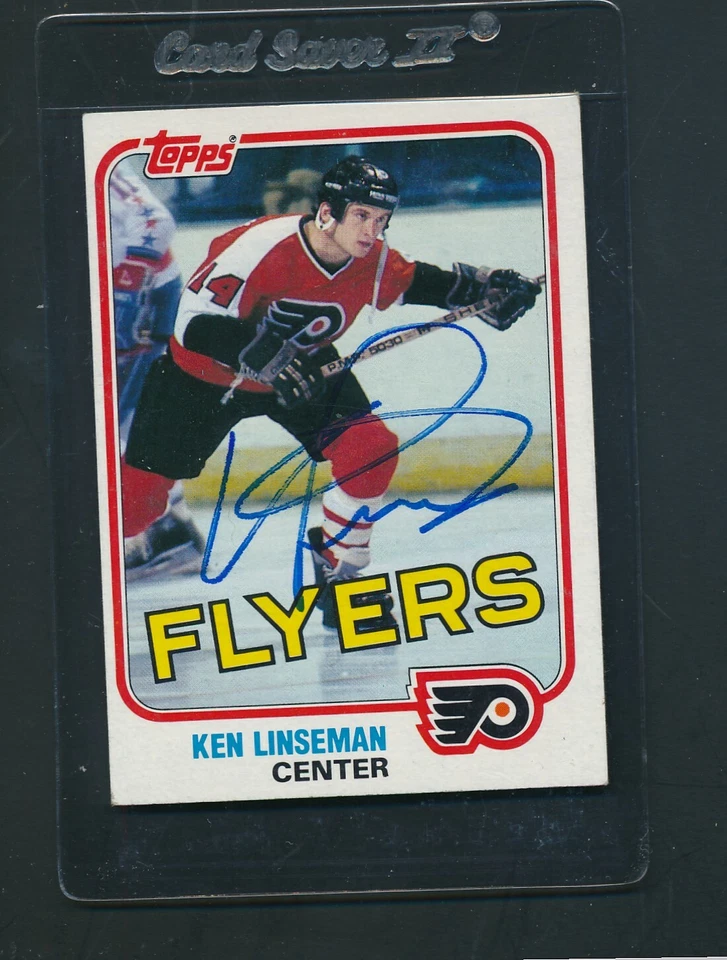 1981/82 Topps #107 Ken Linseman Flyers Signed Auto *E8280 - Image 1 of 1