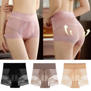 Women Lace Briefs Tummy Control Body Shaper High Waist Knickers Breathable Comfy - Picture 1 of 21