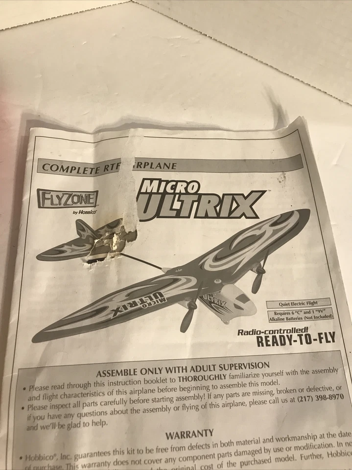 FLY-ZONE MICRO ULTRIX RC AIRPLANE  Parts   15.75" wing span 27MHz Doesn't Fly  - Image 1 of 4