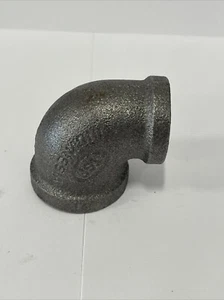 3/4" x 1/2" BLACK MALLEABLE IRON REDUCING 90 ELBOW reducer pipe fitting npt - Picture 1 of 2