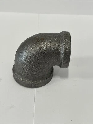 3/4" x 1/2" BLACK MALLEABLE IRON REDUCING 90 ELBOW reducer pipe fitting npt - Image 1 of 2