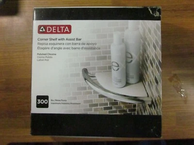 Barra de asistencia de estante de esquina Delta baño de ducha cromado pulido DF702PC máximo 300 lb Foto 1 de 4