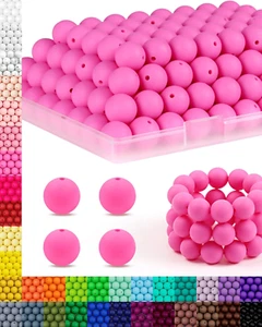 150 Stck. Fiveizero Silikon Perlen 15 mm für Schlüsselanhänger Herstellung, Großpackung Gummi Perlen - Bild 1 von 12