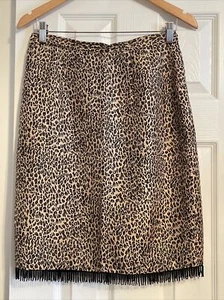 Falda lápiz Silkland para mujer estampado animal seda talla 8 forrada dobladillo con cuentas - Imagen 1 de 5