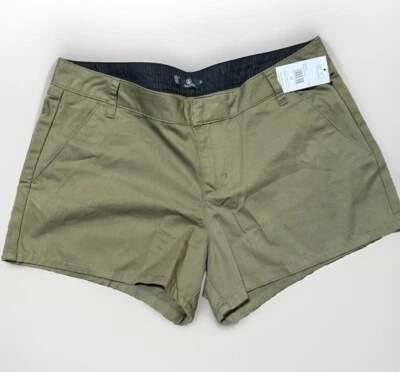 Womens Volcom Shorts Green Highrise Chickie Size 31 - Image 1 of 4