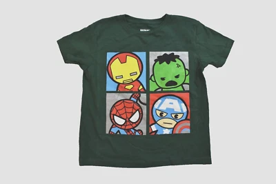 Camisa Verde Gráfica Marvel Little Kids Iron Man, Hulk, Spidey Kawaii Nueva Talla 4 Foto 1 de 4