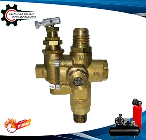 Air Compressor Pilot Unloader Check Valve 1/2" SAE Flare x 3/8" MNPT 95-125 PSI - Picture 1 of 8