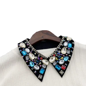 Mujeres Elegante Colorido Cristal Desmontable Falso Cuello Cuello Solapa Prendas para el torso Gargantilla - Imagen 1 de 5