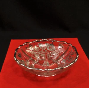New Martinsville Bowl Newport 3 Section Silver City Flanders Poppy Sterling - Bild 1 von 10