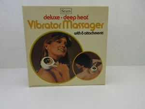 Vintage Sears Vibrating Massager Deluxe Deep Heat With 6 Attachments In Box - Picture 1 of 5