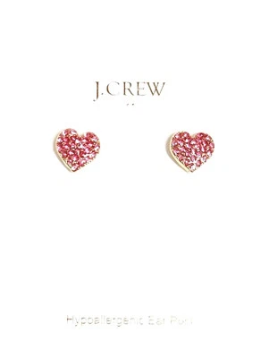 Aretes J.Crew Factory Pave Corazón Resort Chapados en Oro Rosa CE787 NUEVOS CON ETIQUETAS Foto 1 de 4