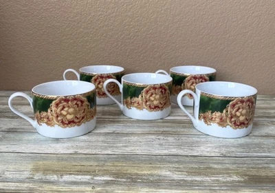 Juego de 5 tazas de porcelana American Atelier Noel 3399 verde rojo oro Navidad Holi Foto 1 de 4