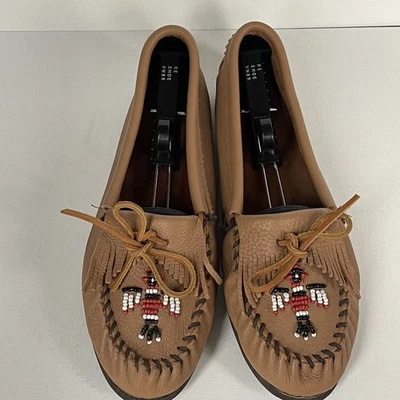 MINNETONKA - Mocasines clásicos de cuero Thunderbird con cuentas tostadas para mujer talla 11 Foto 1 de 4