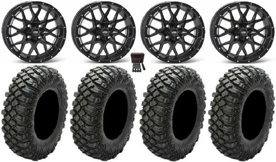 ITP Hurricane 14" Wheels Black 28" Crawler XR Tires Honda Pioneer - Изображение 1 из 4