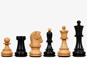 1950 Reproduced Dubrovnik Chess Version 3.0 in Ebony/Boxwood-3.7" King - Picture 1 of 9