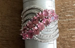 HSN Colleen Lopez Sterling Silver Pink Tourmaline Swirl Ring Size 6 New In Box - Picture 1 of 9