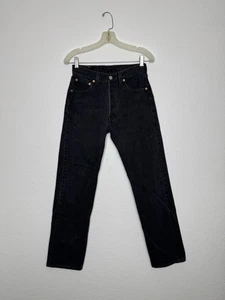 Vintage Levis 501 Jeans 29x30 Black Made In USA 90s Straight Leg Denim For Women - Picture 1 of 19