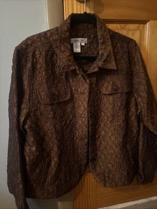 Coldwater Creek Large Jacket Blazer Copper/ Bronze/Brown Metallic - Picture 1 of 6