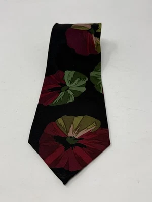 Gravata Mark Shale preta floral de seda larga 4,5 polegadas vintage - Imagem 1 de 4