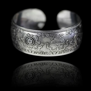 Tibetan Buddhist Tribal 8 Auspicious Signs Miao Bracelet Adjustable - Picture 1 of 1