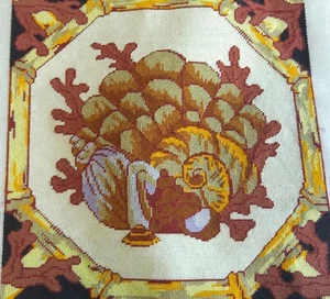 Finished Dimensions Needlepoint Canvas SEASHELLS CORAL CONCH 12 Pt Wool 15"x15" - Picture 1 of 7