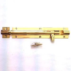 Heavy Duty Barrel Bolt Solid Polished Brass Straight 8"/ 203mmx 38mm With Screws - Picture 1 of 1