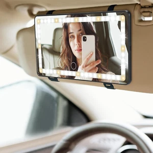 Car Sun Visor Vanity Mirror with Lights, 3 Light Modes & 60 Leds, Rechargeable D - Picture 1 of 12
