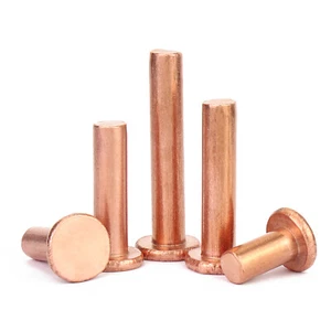 Solid Copper Round Flat Head Rivets - 1.5mm 2mm 2.5mm 3mm 4mm 5mm 6mm 8mm - Picture 1 of 83