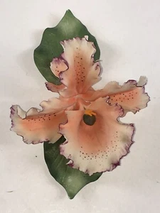 Vintage Capodimonte Albertini Porcelain Ceramic Peach Rose Orchard Flower Italy - Picture 1 of 7