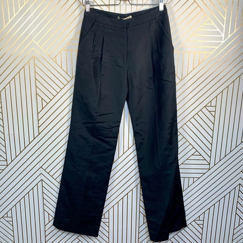 Pantaloni eleganti Balenciaga neri plissettati davanti gamba larga vita alta nuovi con etichette FR 34 US 4