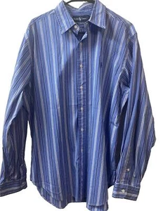 Ralph Lauren Classic Fit Hemd Herren Large Blau Gestreift Button Down Preppy Dress - Bild 1 von 10