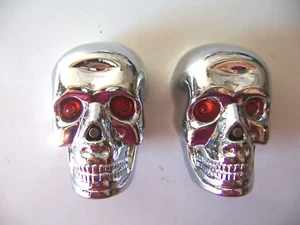 LED SKULL Bicycle Handlebar Grips END PLUGS Cruiser Lowrider Bikes - Picture 1 of 2