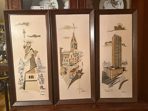 MCM Illinois Moulding Co. M SIDOTTO Set Of 3 Architectural Prints NY Disney - Picture 1 of 13
