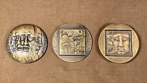 Raro Sporrong Leonardo Da Vinci Kauko Rasanen Trittico Medaglia 3 Parti Bronzo 1974 - Foto 1 di 15