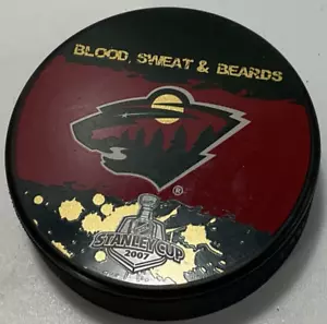 Minnesota Wild 2007 Blood, Sweat & Beards Stanley Cup Playoffs Puck - Picture 1 of 2