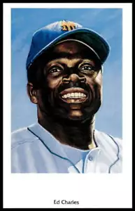 Postales del 25 aniversario de los Mets de Nueva York 1969 de Ron Lewis de Ed Charles 1994 #10 de los Mets - Imagen 1 de 2