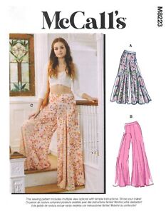 McCall 8223 Misses Wide Leg Palazzo Godet Culotte Pants XS-XXL Sewing Pattern