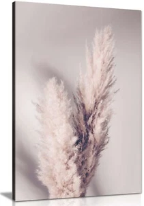 Getrocknetes Pampasgras & sein Schatten Gerahmtes Leinwandbild Wandbild Wohndeko - Bild 1 von 6