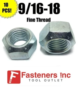 (Qty 10) 9/16-18 All Metal Top Crimping Cone Lock Nut Grade 8/C Zinc Plated Fine - Picture 1 of 3