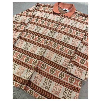 Camisa Gitano Para Hombres Botón Grande Azteca Naranja Marrón Manga Larga Nativo Occidental Foto 1 de 4