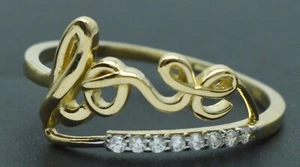 14K Real Yellow Solid Gold "LOVE" Letter Ring 10.3mm all sizes. - Picture 1 of 5