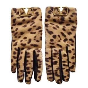 Valentino Women's Animal Print Leather and Pony Skin Gloves WW2GDA00UEZ - Picture 1 of 1