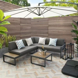 Outdoor Garden Furniture Maia Aluminium L Shape Lounge Set, Right Hand Set - Picture 1 of 8