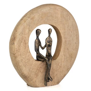 Skulptur Niemals allein Familie Unterstützung Mangoholz 24,5 x 23cm Schwarz Gold - Bild 1 von 18