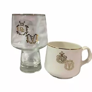 DOCTOR PHARMACIST Apothecary CADUCEUS RX GOLD RIM Coffee Cup and Glass Set - Picture 1 of 13