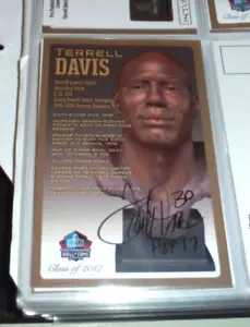 2017 Hall of Fame Bust Card TERRELL DAVIS Auto #d/150 Signed HOF~DENVER BRONCOS - Picture 1 of 1