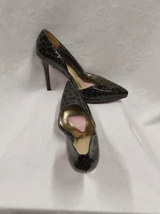 Paris Hilton Gray Leopard Patent Leather Point Toe 5 In Heels 9 - Picture 1 of 9