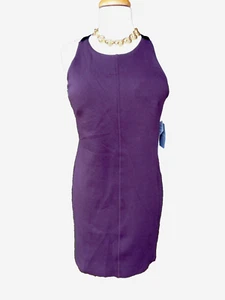 NWT $89 ATHLETA Purple Burgundy Athleisure Scuba Racer Tank Dress BRA CUPS  L - Picture 1 of 5