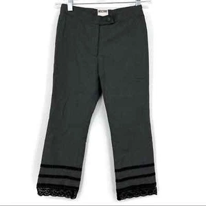 Moschino Bambino Girls 10 Gray Black Lace Trim Pants - Picture 1 of 6