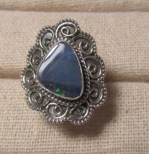 Sterlingsilber 925 australischer blauer Opal Doppelring UK M/US 6,25. Geschenktüte. - Bild 1 von 7